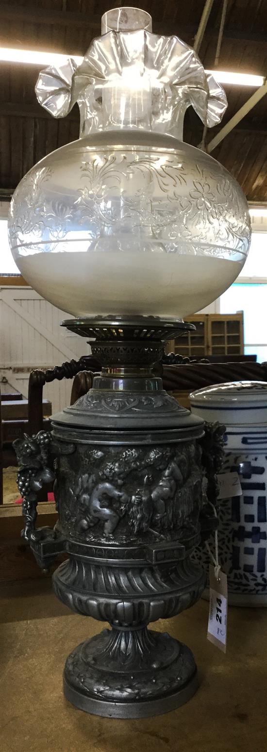 French spelter oil lamp